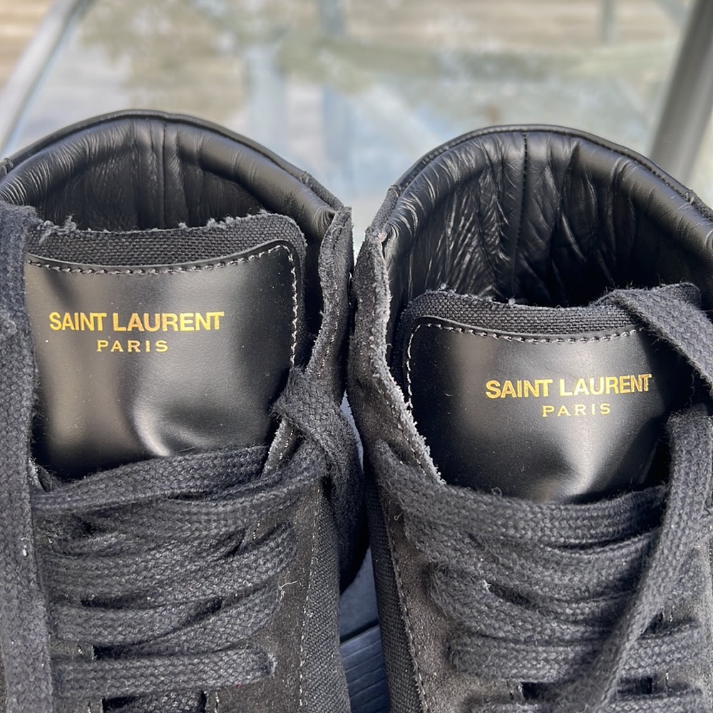 (SOLD) SAINT LAURENT SL/06 M Black Canvas and leather  distressed Sneakers - Picture 4 of 15